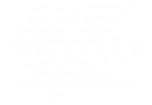 Ajudamos sua empresa a organizar processos, melhorar o controle e o resultado financeiro, vender mais, engajar sua equipe de colaboradores, além de desenvolver todo o planejamento estratégico empresarial.